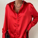 autumn solid color polo collar long sleeve cardigan shirt