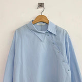 loose-fit solid color cotton long sleeve shirt