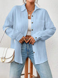 women’s autumn cotton cardigan blouse with drop shoulders