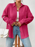 women’s autumn cotton cardigan blouse with drop shoulders